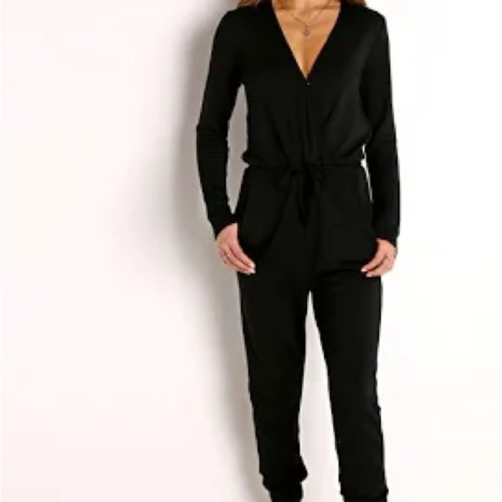 Beyond Yoga Classic Cozy Black Jumpsuit XS